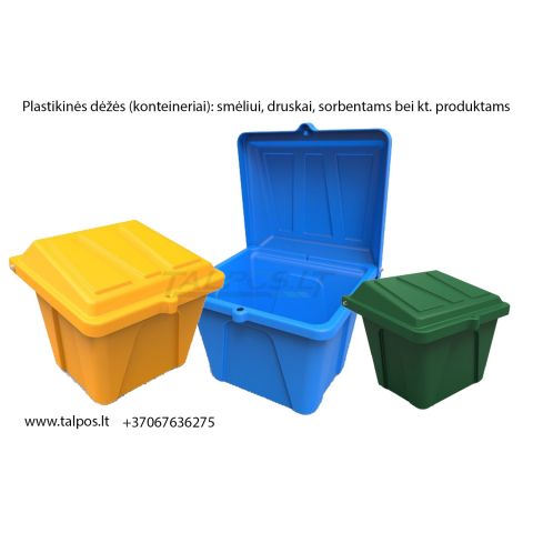 Plastikiniai konteineriai, dėžės: 100/175/200/350 l talpos
